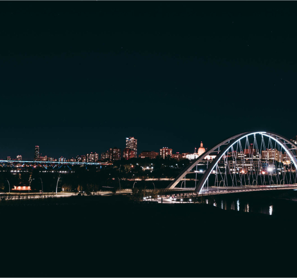 An image of downtown Edmonton at the night